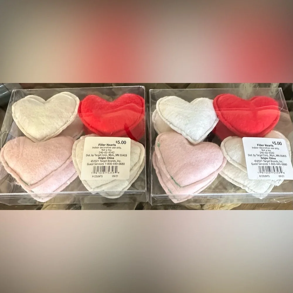 ‼️RARE‼️🎸SPRITZ🎸🔥NWT🔥Felt Stuffed Hearts-Pink, White, & Red (16)